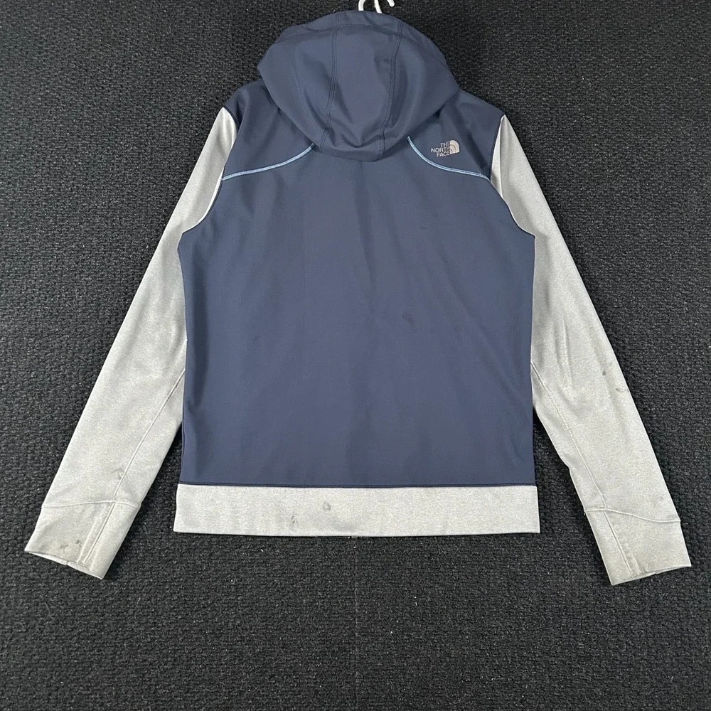The North Face Mens S Hooded Full‎ Zip Jacket Navy Gray Athleisure Outdoor